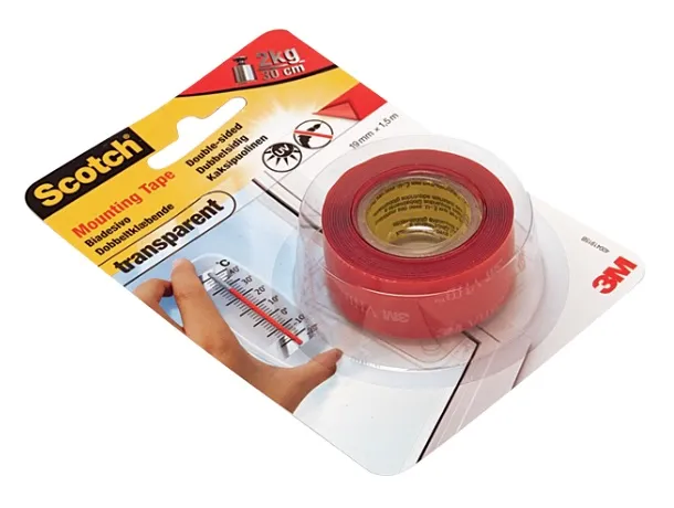 SCOTCH¸ KIRKAS KAKSIPUOLEINEN KIINNITYSTEIPPI 19mmx1,5m ulko/sisä  1,1MM PAKSUUS